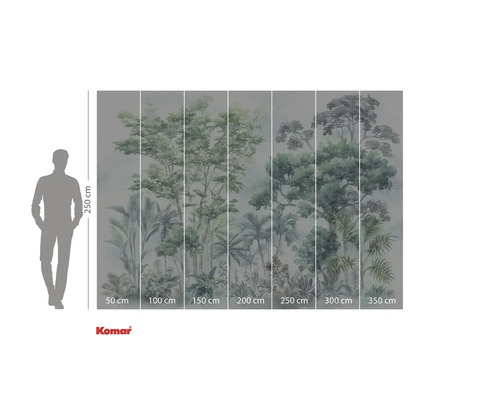 Fototapete mit Waldmotiv und Größenangaben