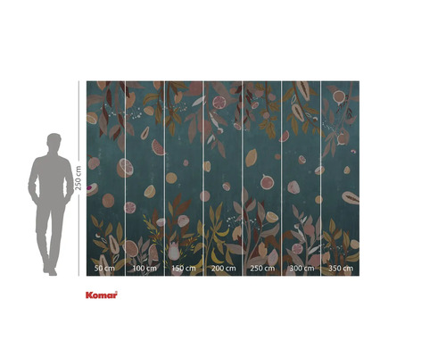 Komar Fototapete mit Frucht- und Pflanzenmotiv sowie Größenangaben