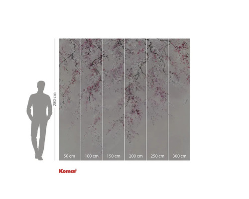 Papier peint photo avec motif floral, hauteur 280 cm, largeurs de 50 cm à 300 cm