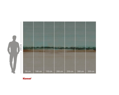 Papier peint photo avec motif de paysage abstrait et indications de taille.