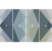 Tapetenmuster mit geometrischen Formen auf vier Bahnen