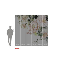 Papier peint photo avec motif floral et indication de la hauteur