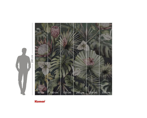 Papier peint photo Komar avec plantes tropicales et indications de taille