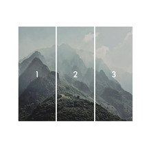 Papier peint photo en trois parties avec paysage de montagne
