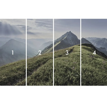 Papier peint photo en quatre parties avec motif de paysage de montagne