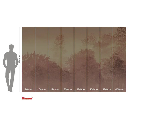 Papier peint photo avec motif de forêt et indications de taille