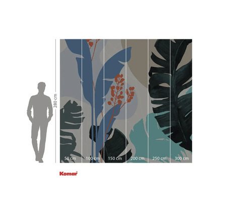 Papier peint photo avec motif de plantes et indications de taille