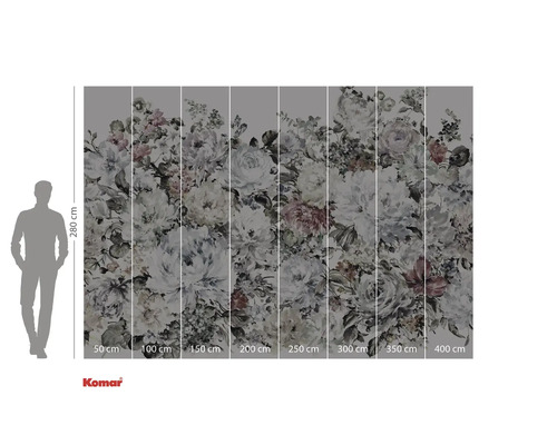 Papier peint photo avec motif floral et indications de taille