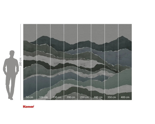 Papier peint photo avec motif de montagne et indications de taille