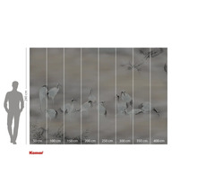 Papier peint photo Komar avec motifs de grues et indications de taille