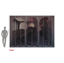 Papier peint photo avec paysage désertique, lune et arcades et indications de taille