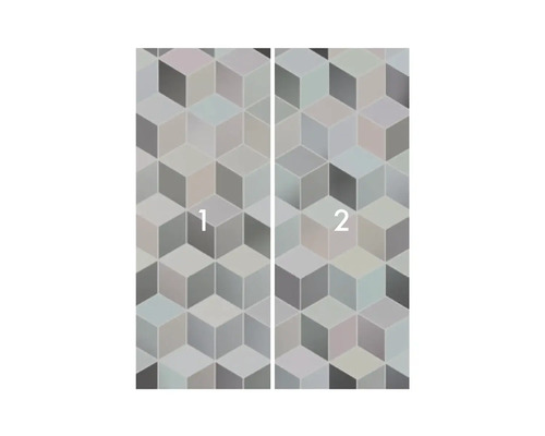 Papier peint avec motif géométrique de cubes, l'article se compose de deux parties
