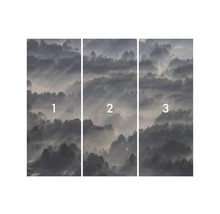 Papier peint photo composé de trois parties avec motif de forêt dans le brouillard