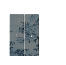 Papier peint avec motif de paysage, composé de deux lés