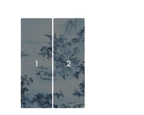 Papier peint avec motif de paysage, composé de deux lés