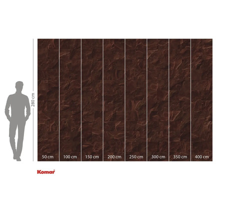 Papier peint photo Komar avec motif de pierre, 280 cm de haut et disponible en largeurs de 50 cm à 400 cm.