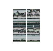 Deux lés du papier peint avec motif de paysage