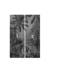 Papier peint avec motif de jungle, composé de deux parties.