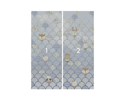 Image murale en deux parties avec des motifs d'animaux et un motif d'écailles de poisson