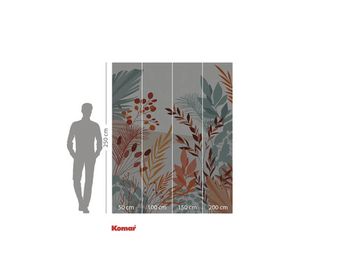 Papier peint photo avec motif botanique et indications de taille