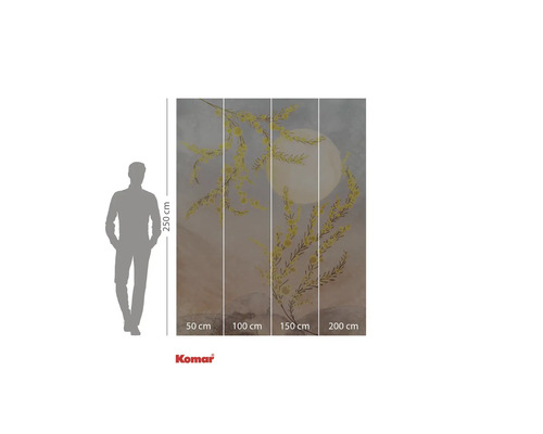 Papier peint photo Komar avec fleurs jaunes et lune, 250 x 200 centimètres
