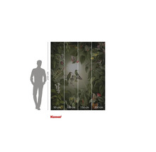 Komar Fototapete mit Vogel- und Pflanzenmuster, Abmessungen sind dargestellt