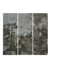 Papier peint photo en trois parties avec un motif de jungle et des animaux
