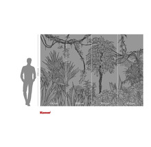 Papier peint photo avec motif de jungle et indications de dimensions