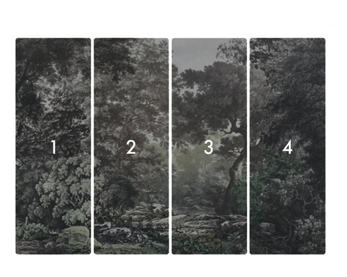 Papier peint en quatre parties avec motif de forêt