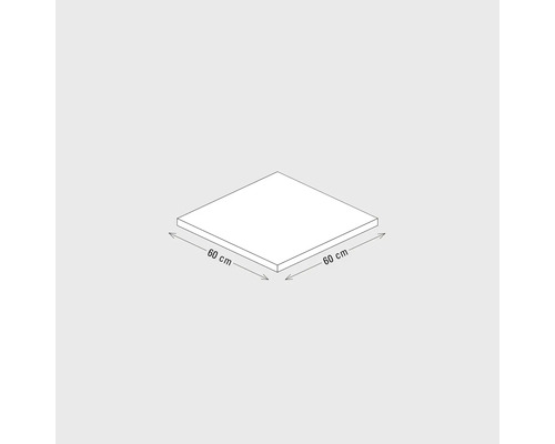 Illustration einer quadratischen Platte mit den Massen 60 x 60 cm.