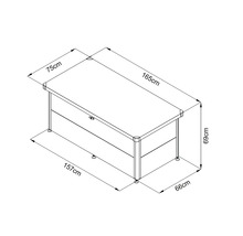 Schéma technique d'un bureau mesurant 165 x 75 x 69 cm.