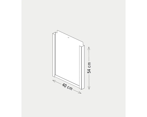 Illustration d'une porte de salle de bain mesurant 54 centimètres sur 40 centimètres.