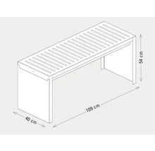 Dessin technique d'un banc de jardin avec des dimensions de 109, 40 et 54 centimètres.