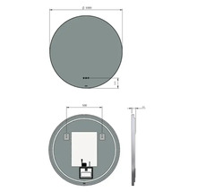 Dessin technique d'un miroir rond avec des dimensions de 1000 mm de diamètre et 44 mm de profondeur