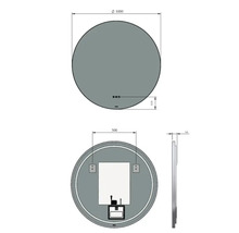 Schéma technique d'un miroir rond mesurant 1000 millimètres de diamètre et 44 millimètres de profondeur