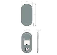 Schéma technique d'un miroir avec dimensions.