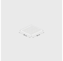 Rigole d'écoulement carrée mesurant 50 sur 50 centimètres.