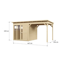 Abri de jardin en bois avec dimensions 447 cm par 233 cm par 234 cm