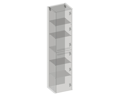 Armoire haute étroite avec étagères et porte