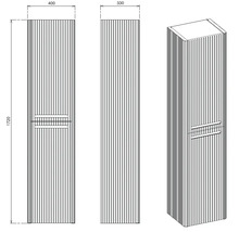 Dessin technique d'une armoire de salle de bain avec des dimensions de 400 x 330 x 1720 millimètres.