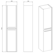 Schéma technique d'une armoire haute de salle de bains mesurant 1720 x 400 x 330 millimètres.