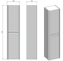 Dessin technique d'une armoire de salle de bains avec dimensions.