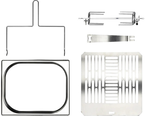 Set de tournebroche avec accessoires pour barbecue