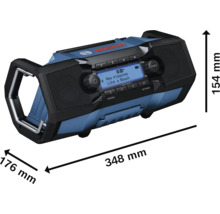 Radio de chantier Bosch avec les dimensions 348 mm x 176 mm x 154 mm