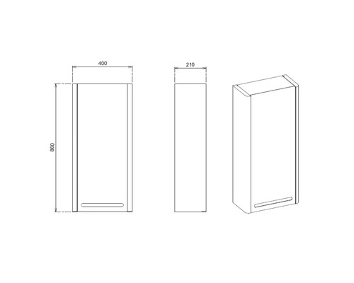 Dessin d'un meuble haut avec dimensions.