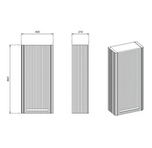 Schéma technique d'une armoire de salle de bains avec dimensions