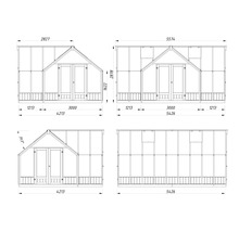 Dessin technique d'une serre avec dimensions