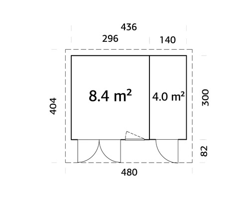 Plan d'un abri de jardin avec indication des dimensions