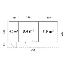 Plan d'un abri de jardin avec dimensions.