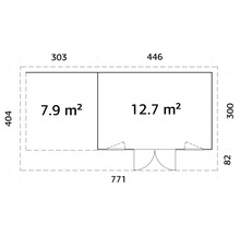 Plan avec dimensions d'un abri de jardin
